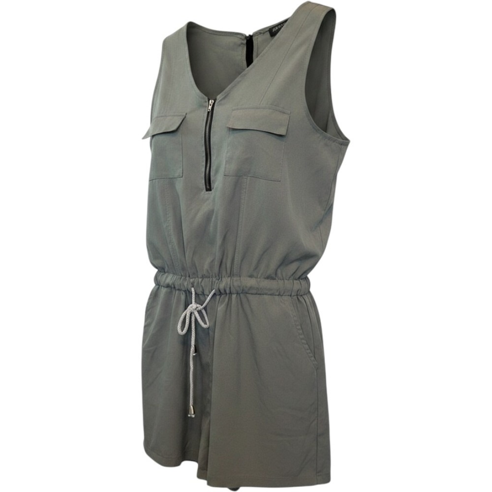 Zanzea Olive‎ Green 1/4 Zip Romper Size Medium